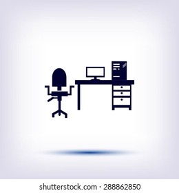  Working on Computer. Vector illustration