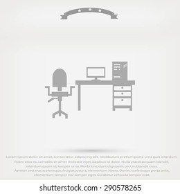  Working on Computer. Vector illustration