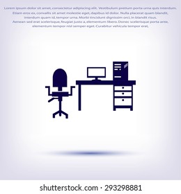  Working on Computer. Vector illustration