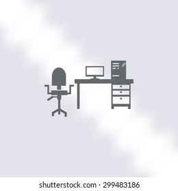  Working on Computer. Vector illustration