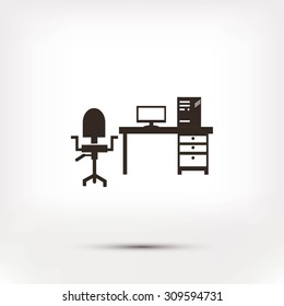  Working on Computer. Vector illustration