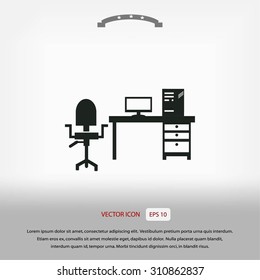  Working on Computer. Vector illustration