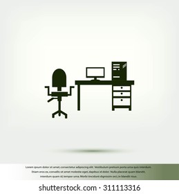  Working on Computer. Vector illustration