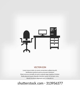 Working on Computer. Vector illustration