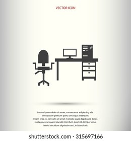  Working on Computer. Vector illustration