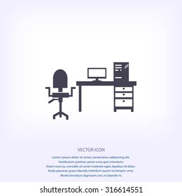  Working on Computer. Vector illustration