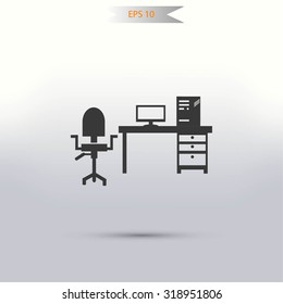  Working on Computer. Vector illustration