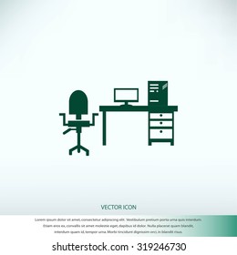  Working on Computer. Vector illustration