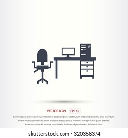  Working on Computer. Vector illustration