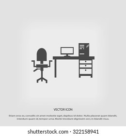  Working on Computer. Vector illustration