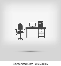  Working on Computer. Vector illustration
