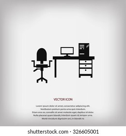  Working on Computer. Vector illustration