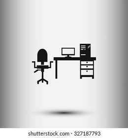  Working on Computer. Vector illustration