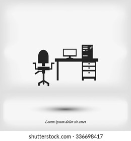  Working on Computer. Vector illustration