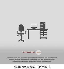  Working on Computer. Vector illustration