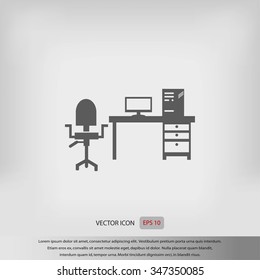  Working on Computer. Vector illustration