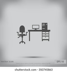  Working on Computer. Vector illustration