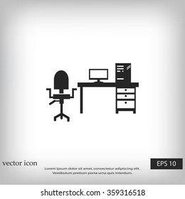  Working on Computer. Vector illustration