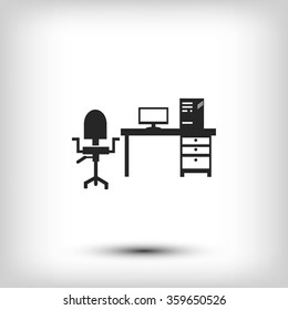  Working on Computer. Vector illustration