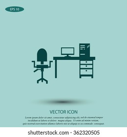  Working on Computer. Vector illustration