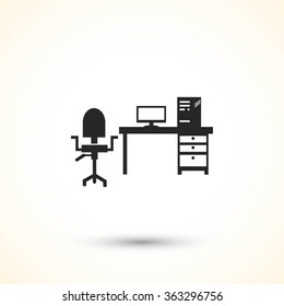  Working on Computer. Vector illustration