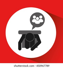 working on computer,teamwork cooperation icon, vector illustration