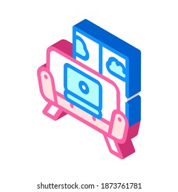 working on couch isometric icon vector. working on couch sign. isolated symbol illustration