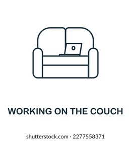 Working On The Couch line icon. Monochrome simple Working On The Couch outline icon for templates, web design and infographics