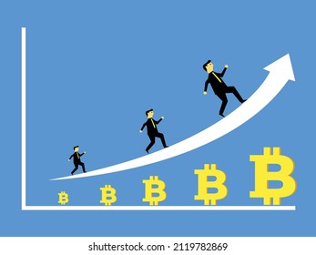 trabajar en criptomonedas muestra un gráfico creciente