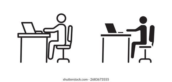 trabajando en icono de escritorio, Ilustración vectorial,