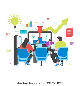 Working on the desk vector flat illustration

