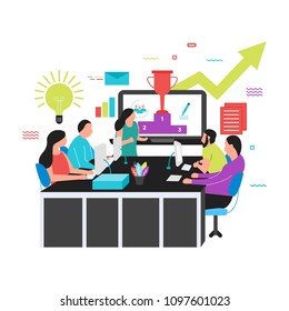 Working on the desk vector flat illustration
