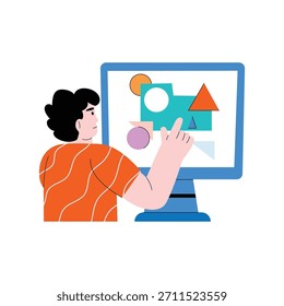 Trabajando en el Diseño gráfico Flat Vector Icon EPS 10 File