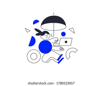 I'm working on a home design concept. Remote work, work at home. Vector illustration isolated on a white background. Online Study, education.