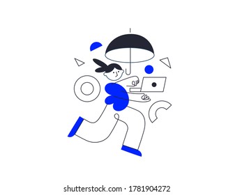 I'm working on a home design concept. Remote work, work at home. Vector illustration isolated on a white background. Online Study, education.