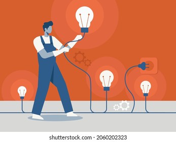 Working on idea illustration concept vector 