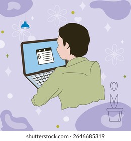 Working on laptop computer, professional and worker on computer.