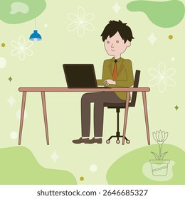 Working on laptop computer, professional and worker on computer.