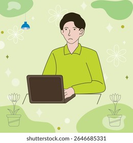 Working on laptop computer, professional and worker on computer.
