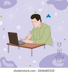 Working on laptop computer, professional and worker on computer.