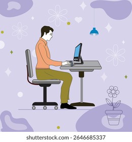 Working on laptop computer, professional and worker on computer.