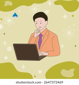 Working on laptop computer, professional and worker on computer.