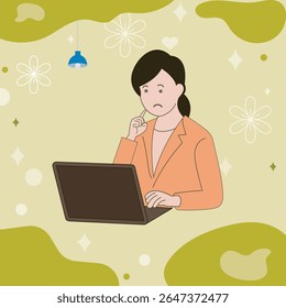 Working on laptop computer, professional and worker on computer.