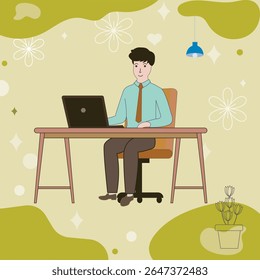 Working on laptop computer, professional and worker on computer.