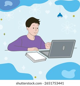 Working on laptop computer, professional and worker on computer.
