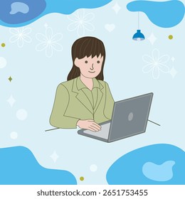 Working on laptop computer, professional and worker on computer.