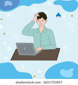 Working on laptop computer, professional and worker on computer.