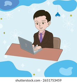 Working on laptop computer, professional and worker on computer.