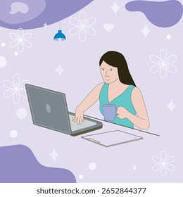 Working on laptop computer, professional and worker on computer.