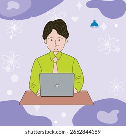 Working on laptop computer, professional and worker on computer.